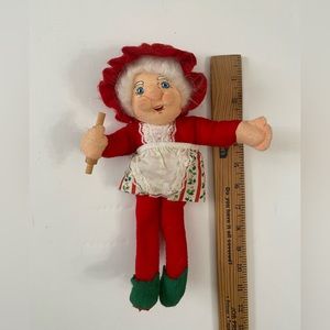 Santakins Mrs. Claus Polaris Bear 1982 Rennoc 11” Rolling Pin Glasses retired